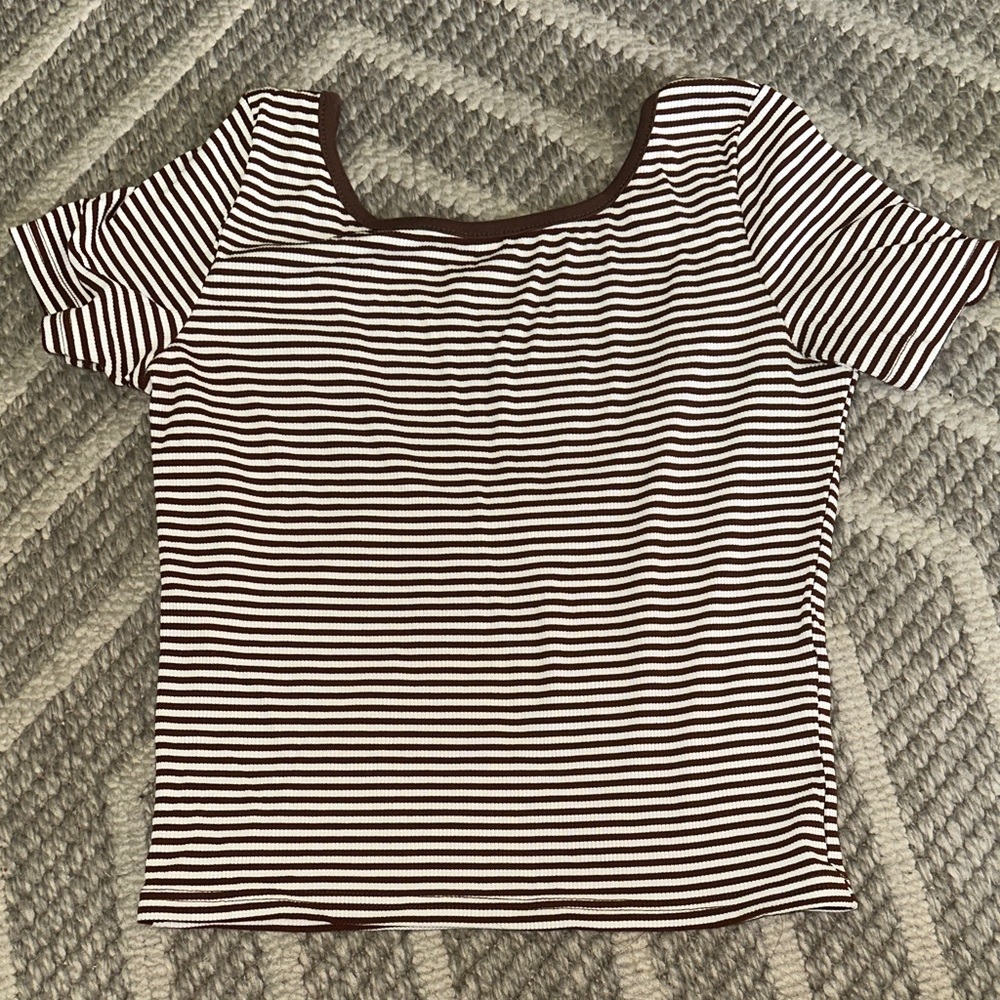 Striped Brown and White Women's Top